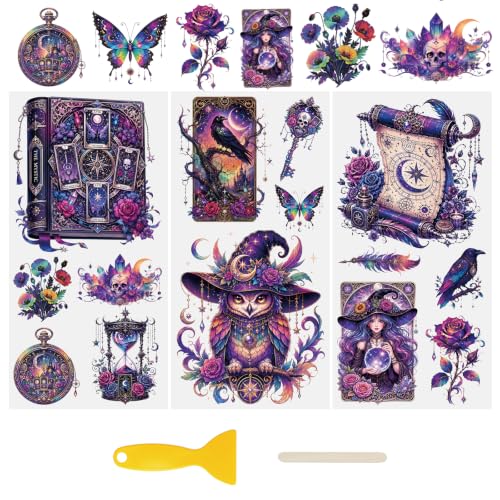 WANDIC 3 Sheets Fantasy UV DTF Transfer Stickers,Colorful Theme Stickers Scrapbooking Decals,for Water Bottles Cup Laptop Books,15 * 30CM - color: Dreamy Gradient Illustration