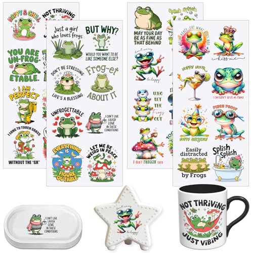 4 PCS Frog Quote Cuttable UV DTF Stickers - style: frog quote