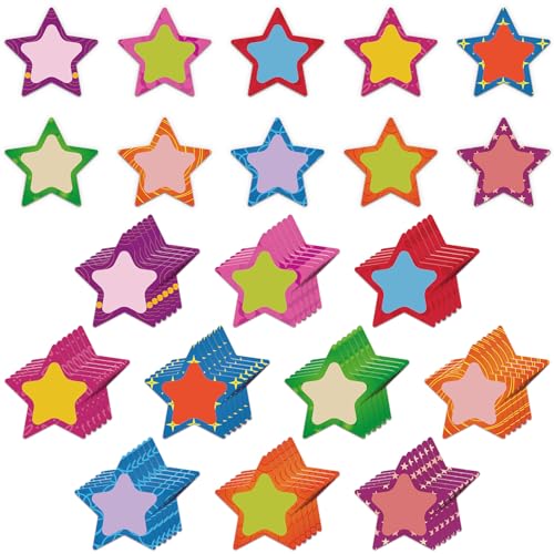 Chuangdi 60 Pcs Star Cutouts Bulletin Board Decorations 6 x 4.5 Inch Classroom Decor Assorted Color Paper Cutouts for Teacher Student Back to School DIY Name Tag Label Craft - style: Star