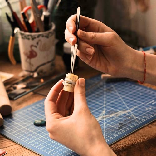 4 Count Stainless Steel Tweezer Set for Crafting & Precision Tasks - Essential Tools for DIY Projects, Jewelry Making, Scrapbooking, and Miniatures