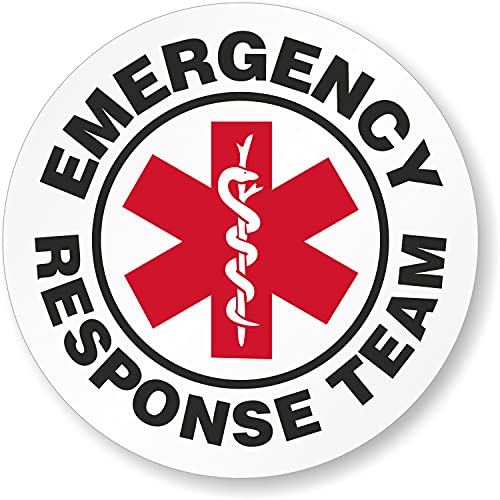 SmartSign Emergency Response Team Pack of 5 Hard Hat Labels | Retro-Reflective, 2" Circle - color: Emergency Response Team