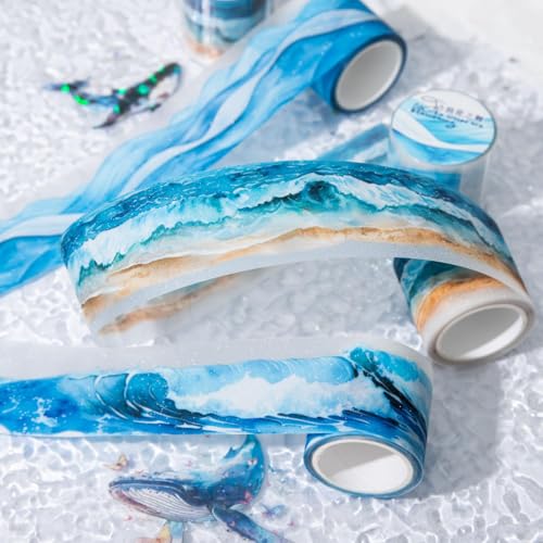 PET Washi Tape Stickers for Journaling Supplies, Sea Scrapbook Stickers - color: Wave