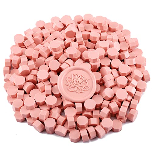 Yoption 360Pcs Dusty Pink Sealing Wax Beads, Sealing Wax Kit for Wax Seal Stamp, Hexagon Wax Seal Beads with 4Pcs Tea Candles and 2 Wax Seal Spoon - color: Dusty Pink
