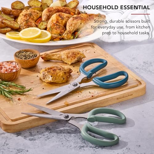 KitchenAid 2-Piece Multipurpose Shear Set, Versatile Scissors with Nutcracker, Bottle Opener, Ergonomic Handles with Protective Blade Covers - color: Cardamom/Agave, size: 2 Pack