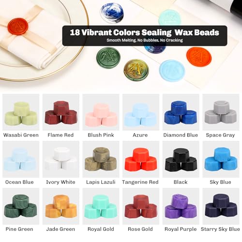 M Wax Seal Stamp Kit, 360 PCS 18 Colors Wax Beads - color: Gold - letter M