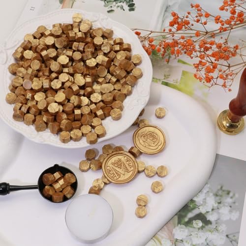 600pcs Sealing Wax Beads for Wax Seal Stamp, Perfect for Gift Sealing, Letter Sealing, Crafting Projects, Invitations Cards Sealing, Envelopes Sealing (Gold) - color: Gold