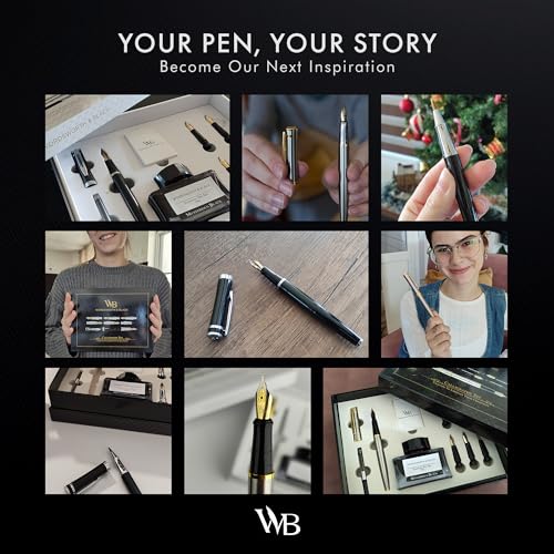 Wordsworth & Black Luxury Fountain Pen Set for Writing, 6 Nibs, Silver Gold - color: Silver Gold