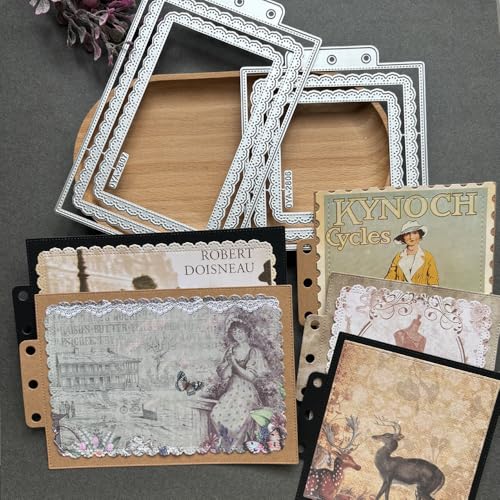 Rectangle Lace Loose-Leaf Cutting Dies, Backgrounds Frame Die Cuts Vintage Metal Stencils Scrapbooking Tools DIY Craft Carbon Steel Embossing Template for Paper Card Making Album Arts Crafts Supplies - color: Frame Rectangle