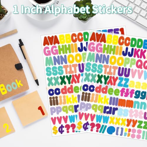 Alphabet Sticker, 1''Inch 12 Sheets Multicolor Letter Stickers, Self-Adhesive Vinyl Stickers for Mailbox Numbers, Bulletin Boards, Classroom & Home Decor - color: Multicolor, size: 1Inch