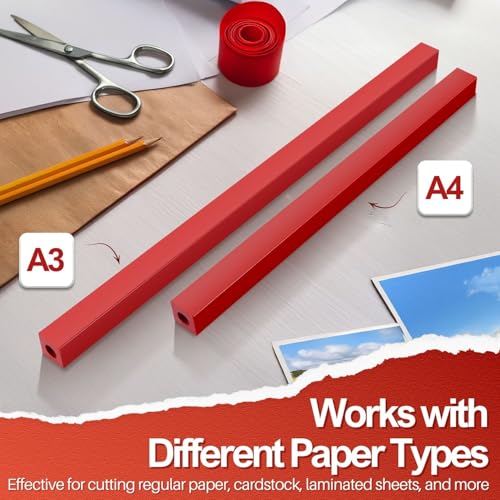 Flexzion 17" A3 Cutting Stick Replacement, Stack Paper Cutter Trimmer Blade Rubber Pad for Heavy Duty Professional Industrial Guillotine Stack Desktop, 17 inch Trimming Machine Accessories Parts | Red Replacement Cut Bar Helps Protect The Blade and Suppor