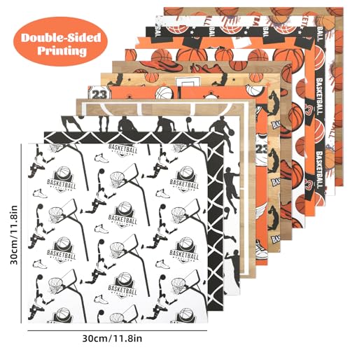 24 Sheets Basketball Pattern Scrapbook Paper, 11.8x11.8 Inch Double-Sided Print Basketball Patterned Decorative Craft Paper, Scrapbook Specialty Papers for Card Making Photo Album Decor - color: WW027YDLQGL