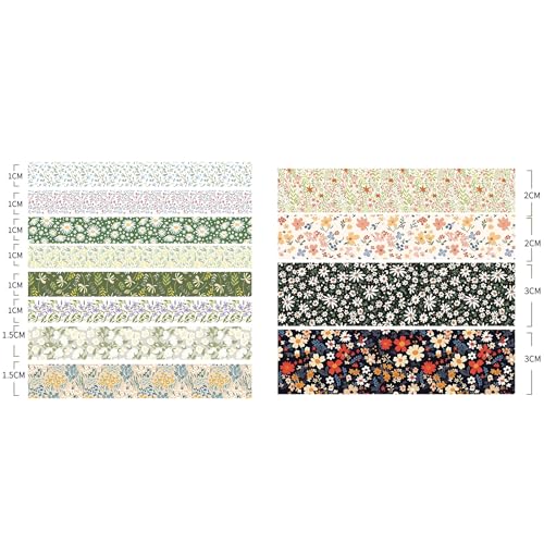 12 Rolls Flowers Washi Tape Set Floral Arts Adhesive Tapes Blooming Garden Decorative Masking Tape Sets for Craft, Kids, Scrapbook, DIY, Gift Wrapping (River of Forgetfulness) - color: River of Forgetfulness