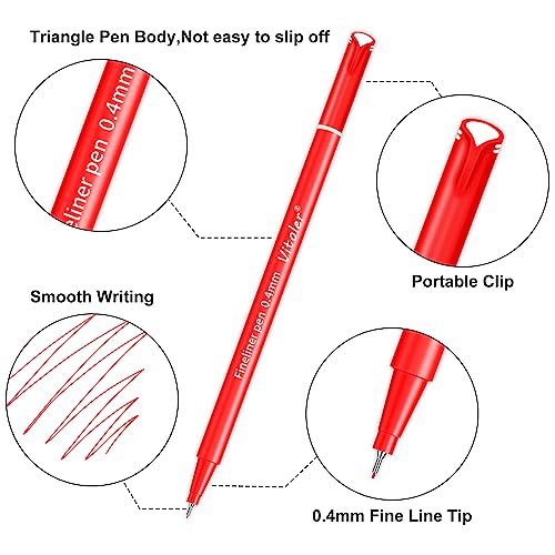 Vitoler Pens for Drawing Journaling,Planner,24 Pack 0.4mm,Colored Pens for Art Supplies Planner,Drawing,Journaling - color: 24 Colors(color pen body)