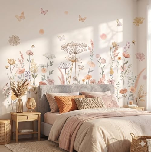 DECOWALL Watercolor Boho Wildflower Wall Stickers Decals (SG2-2421) - color: Watercolor Boho Flowers