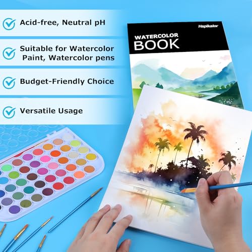 Hapikalor 9"x12" Watercolor Paper, 140lb/300gsm Water Color Paper, Black - color: Black, size: 9" x 12" Pad