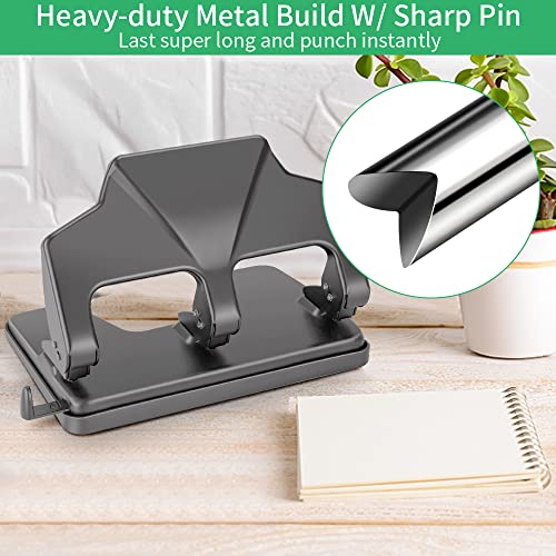 AFMAT 3 Hole Punch Heavy Duty, 40-Sheet Three Hole Punch, 50% Reduced Effort, 3 Hole Puncher for Binder w/Large Chip Tray, 9/32" Holes Diameter, Metal Paper Puncher for Home/Office/School, HP16 - color: Gray