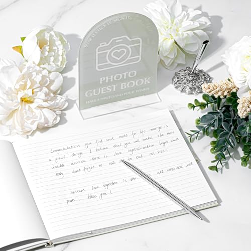 Affrolling Wedding Guest Book Set, Memory Photo Guest Book,Ivory - color: Ivory