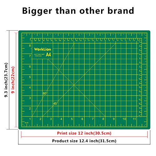 WORKLION Self Healing Cutting Mat: 12''x9'' Double Sided Craft Cutting Mat for Sewing, Fabric, Quilting - 5-Ply Slip-Resistant Hobby Cutting Board for DIY Projects (Green/Blue) - color: Green/Blue, size: 12"L x 9"W