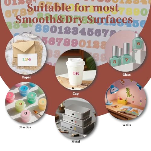 1/2 Inch Vinyl Number Stickers, 8 Sheets Multi Waterproof Number Sticker - color: Multi, size: 0.5 INCH