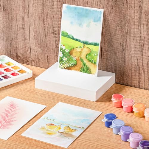 80 Sheets Watercolor Paper Bulk, 110 lb/230 GSM Cold Press Paper White Water Color Paper for Kids Child Students Adults Artists Drawing Wedding Gift Cards(4 x 6 Inch) - size: 4 x 6Inch