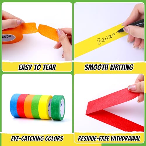 24 Rolls Colored Masking Tape 1 Inch x 360 Yards Rainbow Craft Tape Bulk - color: 24 Colors, size: 1in x 15Y-24Pack