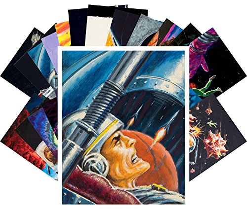 PIXILUV Vintage PostCards 24 pcs SciFi Vintage Comic Book Art Magazine Covers - color: Aqua