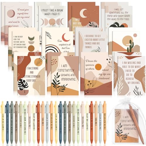 Mooliwe 192 Pcs Affirmation Notebooks Pens Bulk Gifts, Gratitude,Rainbow | Small Bags Included, Motivational Notepads for Women, Daily Affirmations Journal, Stress Relief Self-care, Employee Rewards - style: Rainbow