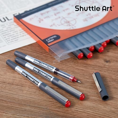 Shuttle Art RollerBall Pens, 25 Pack Red Fine Point Roller Ball Pens, 0.5mm Liquid Ink Pens for Writing Journaling Taking Notes School Office - color: Red, size: 1 Count (Pack of 25)