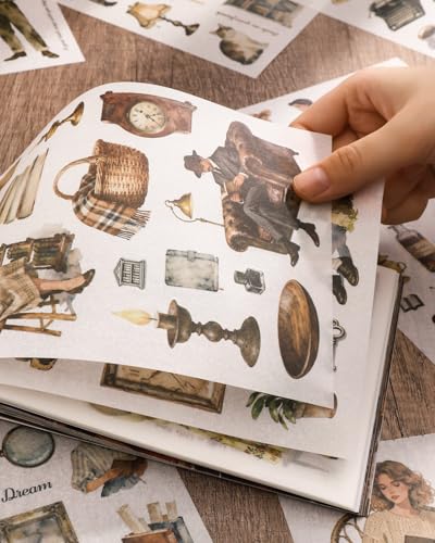 Aesthetic Scrapbooking Stickers Supplies for Junk Journal, 30 Sheets 500+ Vintage Washi Stickers for Journaling and 20 A5 Scrapbook Papers, Pre-Cut Ephemera Sticker Book for Adults DIY Crafts - color: Reading Time