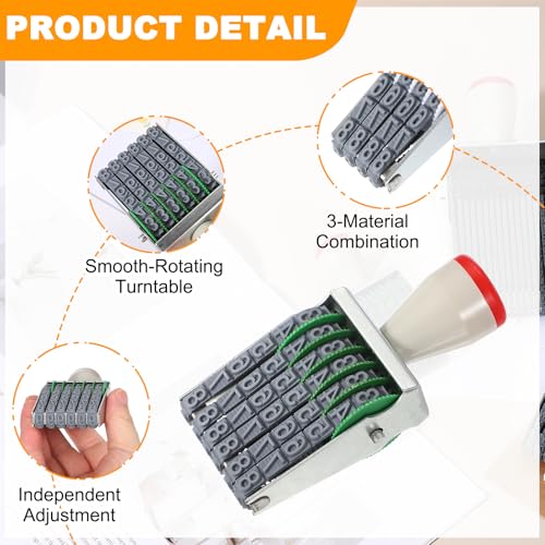PATIKIL 6 Digits Roller Stamp, 2 Pcs Personalized 7.5mm Number 0-9 Symbol Rolling Stamp for DIY Stationery Scrapbooking Office Business, Gray - size: 6 Digits/7.5mm