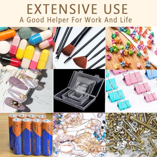 Bead storage container,90pcs of different sizes rectangular mini clear plastic storage box with hinged lid and label for bracelet making DIY jewelry craft nail organizer,(Mix Size-1) - color: Mix Size-90pcs
