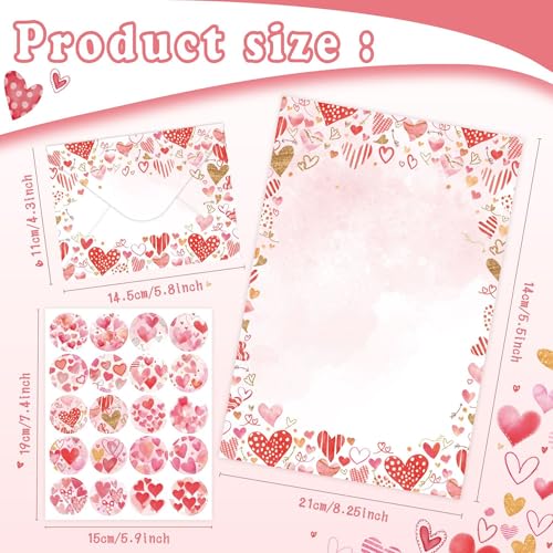 160 Packs Stationery Paper and Envelopes Set 10 Different Designs, 50 One Sided Stationery Writing Papers with 50 Matching Envelopes and 60 Round Dot Sticker, 5.5 x 8.25 Inch (Love) - style: Love
