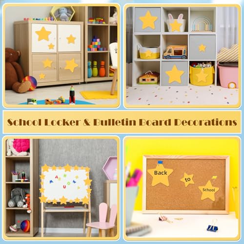 MixTeach 120 Pcs Gold Star Cutouts Assorted Sizes Paper Star Shapes Die Cut 6 4 2.5 Inches Yellow Star Classroom Decoration for Bulletin Board DIY Kids School Craft Projects Party Wall Decoration