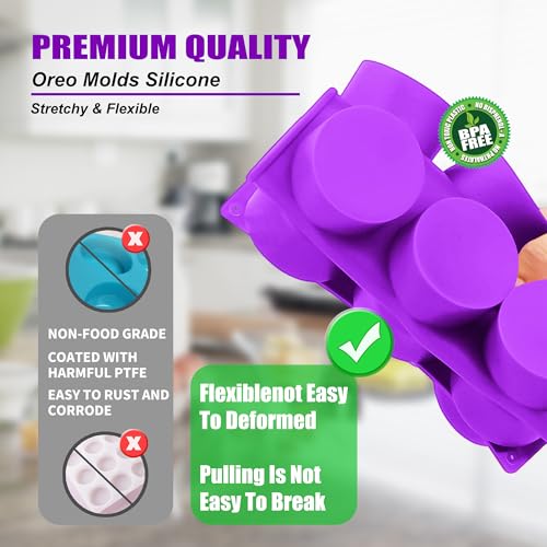 (2 Pack) 8-Cavity Round Silicone Mold for Soap, Cake, Bread, Cupcake, Cheesecake, Cornbread, Muffin, Brownie, and More - color: Purple