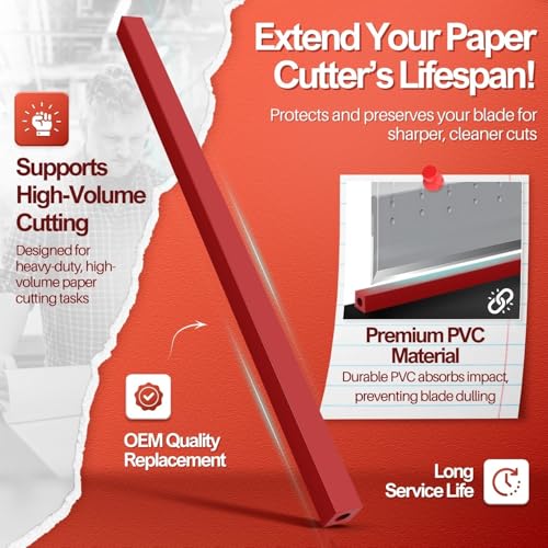 Flexzion 17" A3 Cutting Stick Replacement, Stack Paper Cutter Trimmer Blade Rubber Pad for Heavy Duty Professional Industrial Guillotine Stack Desktop, 17 inch Trimming Machine Accessories Parts | Red Replacement Cut Bar Helps Protect The Blade and Suppor