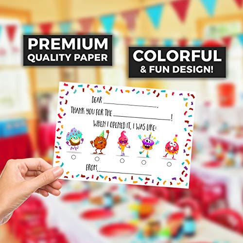 Kids Thank You Cards, Fill in the Blank Design, 25 Cards With Envelopes