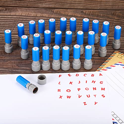 PATIKIL Letter Stamps Self Inking, Character N 7mm Alphabet Teacher Stamp Initial Stamp Mini Ink Stamp for Class Notebook Scrapbooking DIY Craft, Blue Shell - style: N