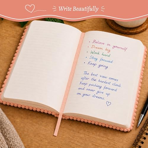 WORLD TRAVELER Eccolo A5 Lined Journal 256 Ivory Pages Lay Flat 6x8 - color: Peach Blockprint