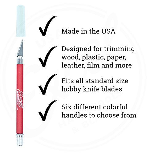 Soft Grip Hobby Knife, Excel Blades K18 with Safety Cap, American Made Light Duty Craft Knife (One Assorted Color) - color: Assorted (1)