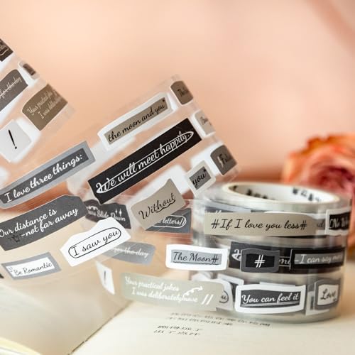 Words Pre-Cut Tapes Set, 6 Rolls Phrase Ephemera for Junk Journaling, Scrapbooking, Crafting, DIY Projects, Diaries, and Art Supplies - style: Love Letter