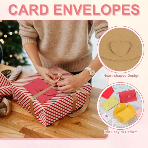 PATIKIL Mini Card Envelopes 4"x2.8", Cute Cards Holder with Heart Clasp for Birthday Weddings Favors Business Greeting Cards (Brown, Pack of 50) - color: Brown