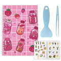 CRASPIRE Sticker Book 40 Pages Pink Strawberry Reusable Album Storage 8.26x5.82In Double-Sided Waterproof Blank Pasteable Notebook with Tools for Adults Release Paper Holder Saver Organizer - style: Drink