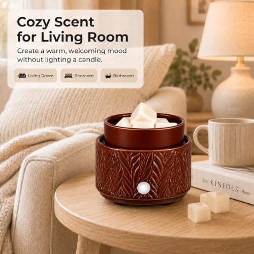 nawaza Ceramic Wax Melt Warmer 4-in-1 Electric Scented Candle Wax Burner - color: Dark Brown-01