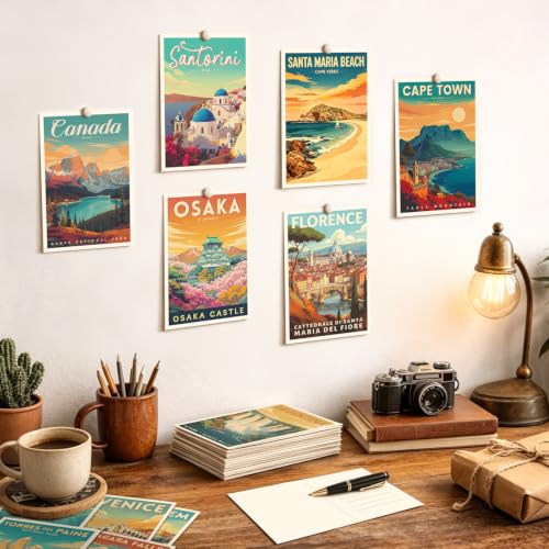 Vintage Travel Postcards from Around the World, Africa Travel Postcards 20 Pack Same Design 4x6 Inch, Retro Scenic Postcard Set Bulk for Mailing, Postcard Exchange, Scrapbooking (Cape Verde - Santa Maria Beach) - color: Cape Verde - Santa Maria Beach