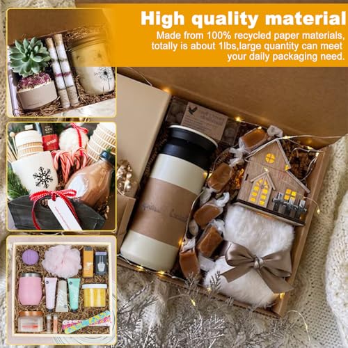 Crinkle Cut Paper Shred Filler,1 LB Brown Shredded Paper for Gift Boxes Bags Basket Filler Decoration,Grass Cushion Paper Streamer Stuffing for Christmas,Thanksgiving,Mother's Day Gift Wrapping - color: Brown, size: 1 LB