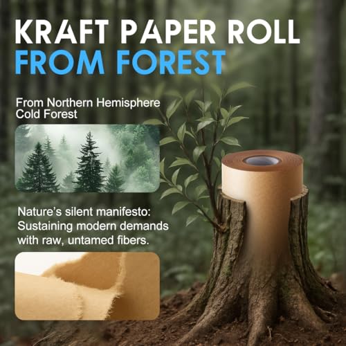 PerkHomy 36" x 2,220" (185') Brown Kraft Paper Roll for Craft Bulletin Board Paper Art Table Covering Crafting Gift Wrapping Bouquet Packing Parcel 70GSM 50LB (Brown, 36" x 185') - color: Brown, size: 36" Width x 185' Length