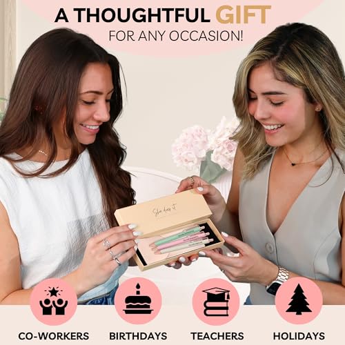 Fancy Pen Set For Women - Inspirational Nice Teacher Pens | Pretty Motivational Thank You Gifts | Cute Positive Work, Office, Promotion, Coworkers, Intern, Gratitude & Job Motivation Gift - color: Blush, Sage, Cream
