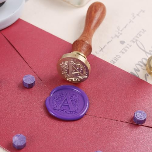 Initial Alphabet A Wax Stamp Set - 2pcs Wax Stamps Kit for Christmas, Thanksgiving, Envelope, Gift Wrap, Letter Sealing - style: Letter-A