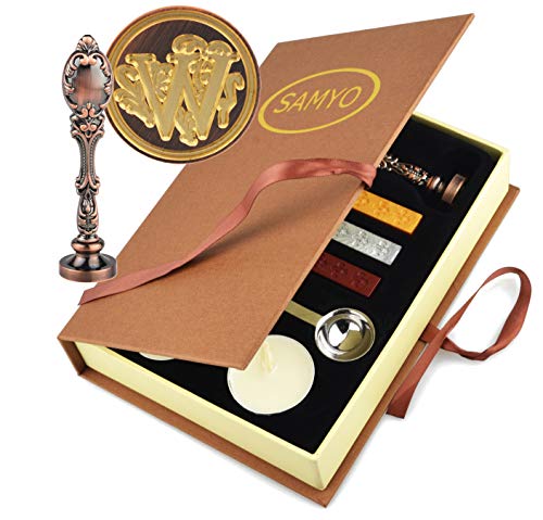 Samyo Wax Sealing Stamp Classic Old-Fashioned Antique Alphabet Initial Letter Creative Romantic Seal Stamp Maker Copper (W) - color: Bronze