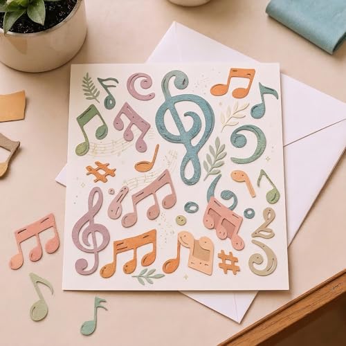 Musical Notes Die Cuts for Card Making, Music Carbon Steel Cutting Dies, Metal Die Cutting Mold, Scrapbooking Dies, DIY Etched Embossing Stencil for Craft - color: Silver-3Music